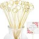 Picture Holders for Centerpieces,40Pcs Gift Card Holder Picks,Metal Photo Holders for Centerpieces,Sticks for Flower Bouquet Wedding Party Birthday (Round Shaped)