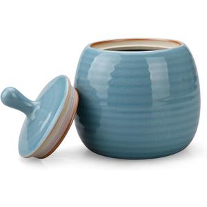 Kitchen Canisters Vintage Ceramic Food Storage Jar with Airtight Lid for Tea, Coffee, Herb, Sugar, Spice, Nuts (Blue(ICE))