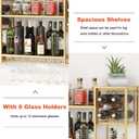 Metal Wall Mounted Wine Rack with Glass Holder, 2 Tier Mini Floating Bar Shelves, Liquor Bottle Display Shelf for Home Bar Kitchen Dining Room (Gold), 47.3"L x 10"W x 23.6" H