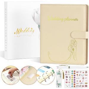 Comprehensive Wedding Planner Book and Organizer for Bride, Wedding Planning Book and Organizer Binder, Engagement Gift for Bride (Pale Beige)