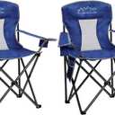 2PCS SAILARY Mesh Folding Camping Chairs, Oversized Portable Outdoor Chairs, Weight Capacity 325 lbs with Cup Holder, Storage Pocket, Carry Bag Blue