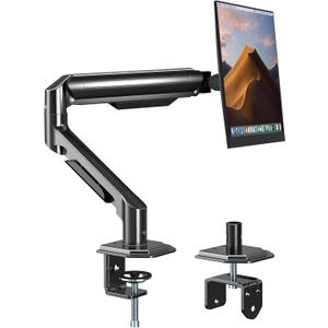 Single Monitor Mount Arm for 17" to 32" Computer Screen, Mechanical Spring Adjustable Monitor Desk Mount Stand Holds up to 17.6 lbs, C-Clamp & Grommet Base, max. VESA 100x100mm