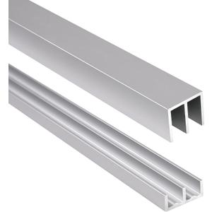 Aluminum Sliding Door Track Set for 1/4" Thick Panels Glass Cabinet Door Window Sliding Track, Size 48 x 0.79 inches (Silver)