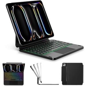 ORDA iPad Pro 11 Inch Case with Keyboard (M5/2025,M4/2024) iPad Pro Magic Keyboard with 7 Colors Backlight,Easy-Set Magnetic Stand,Precise Multi-Gesture Trackpad,iPadOS Keys,Ultra-Slim,Backlight