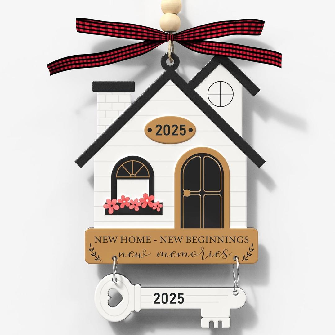 House Warming Gifts - New Home Gift Ideas - Housewarming Gift - New Home Ornaments with Key Keepsake - New House Gifts for Friends Couple Homeowner, Metal First Christmas Ornament 2025