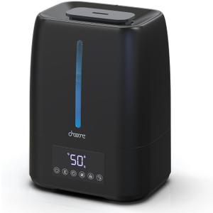 6L Top Fill Ultrasonic Humidifier - Cool and Warm Mist for Bedroom, Baby, Large Rooms & Plants, Smart Humidity Control, Aroma Diffuser, Night Light, 12H Timer, Quiet, Black