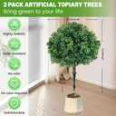 Artificial Boxwood Topiary Ball Trees, 4 Pack Artificial Shrubs Bushes with Ground Spike, Fake Plants for Outdoor Front Porch Decor UV Resistant