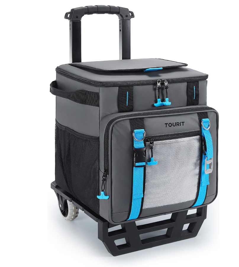 TOURIT Collapsible Rolling Cooler with Wheels, 12H Insulated & Waterproof