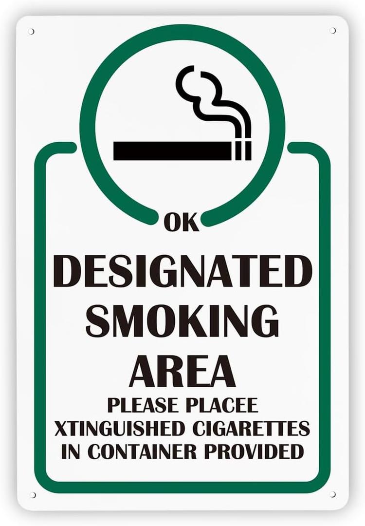Designated Smoking Area Sign, Rustproof Aluminum Plaque, Decorative Signs and Plaques, Wall Decor Art, Smoking Metal Tin Signs, 1.8 * 7.9 inches Metal Tin Sign, B6, 7.8*11.8 inches