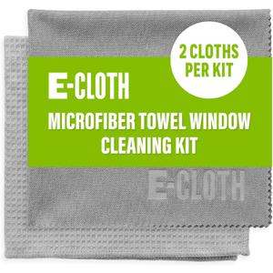 E-Cloth Microfiber Window Cleaning Cloth Kit - Glass Cleaning Cloth for Windows, Mirrors, Cars, Lenses, Eyeglasses, & More, Streak Free Clean, Machine Washable Reusable Towel - Gray