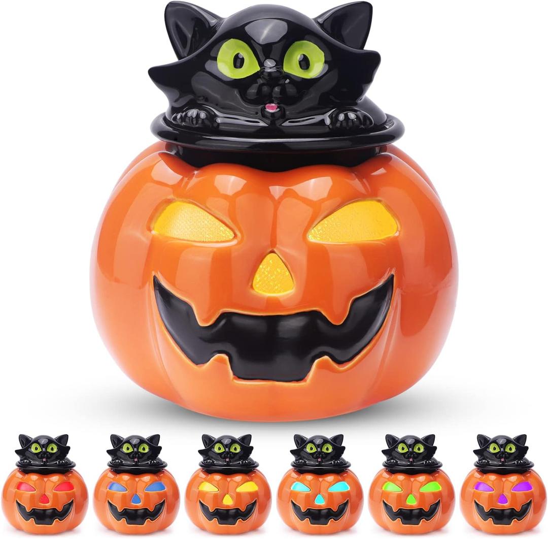 ARVIDSSON Pumpkin Wax Melt Warmer, Electric Halloween Wax Warmer for Scented Wax, Ceramic Spooky Candle Warmers Wax Burner for Wax Melts, Home Fragrance Warmer, Gift for Women (Yellow)