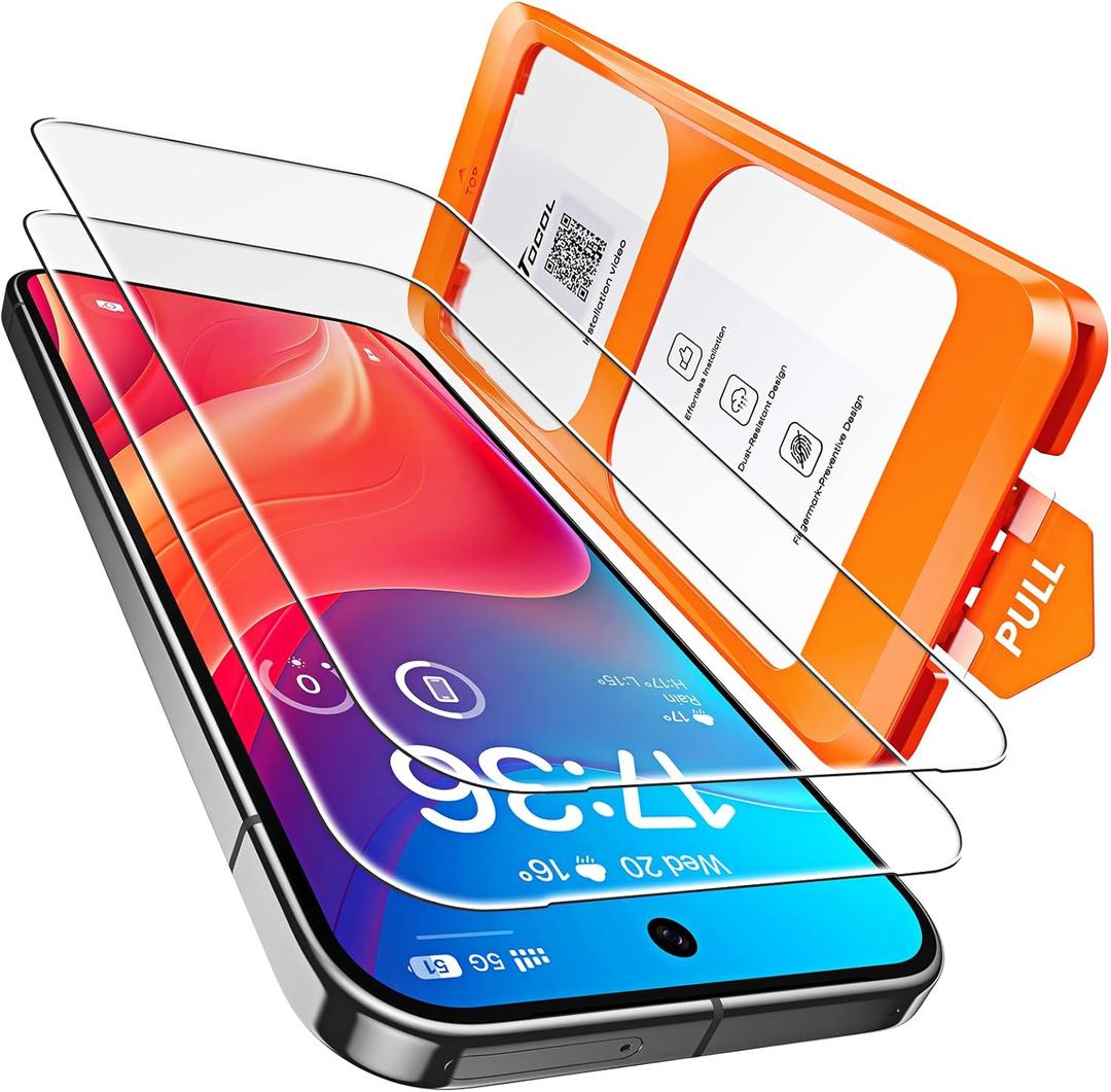 TOCOL for Samsung Galaxy S24 Screen Protector Military Grade Shatterproof HD Tempered Glass Full Coverage Screen Protector Anti-Fingerprint Easy Installation 2 Packs (Clear)