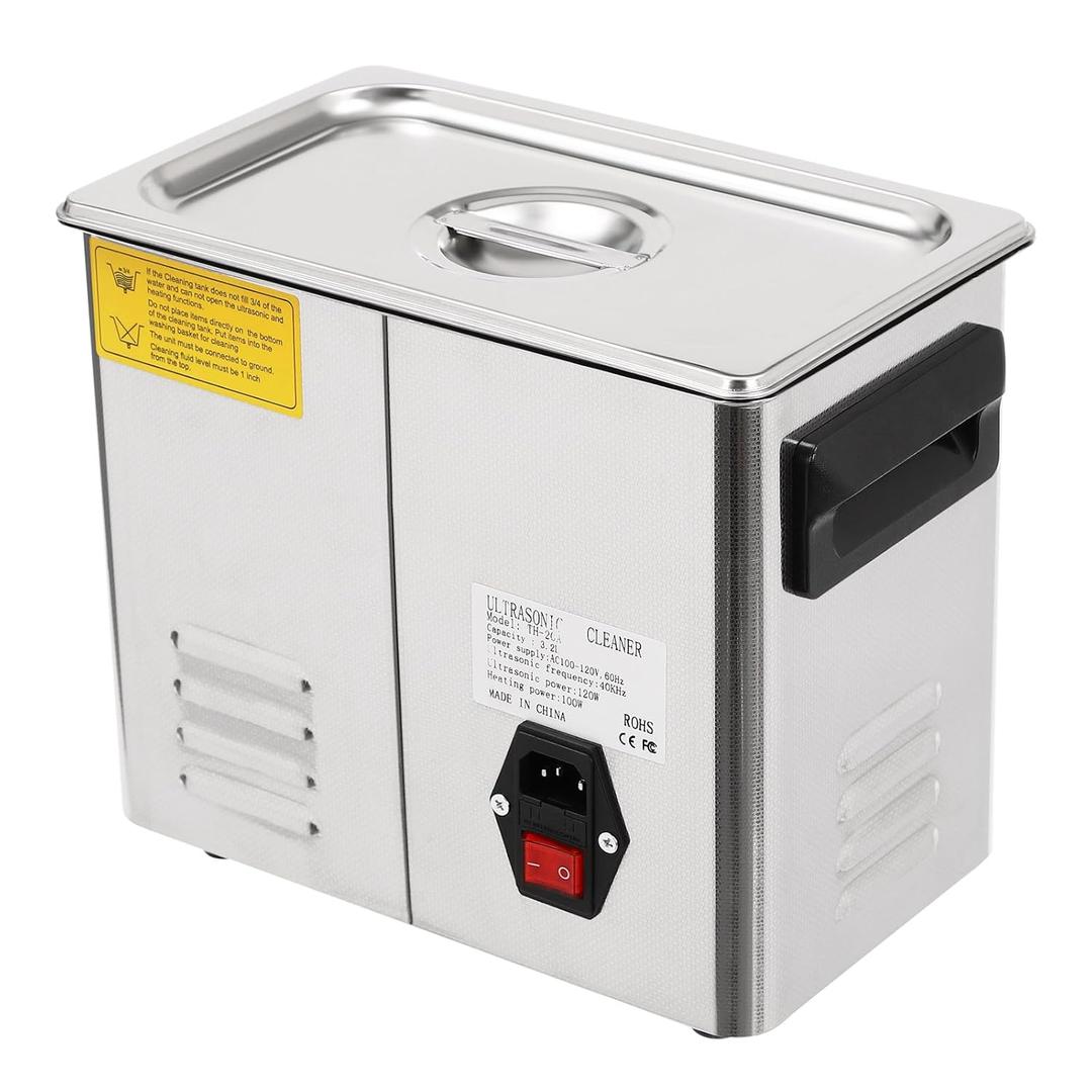 3.2L Ultrasonic Washing Machine, Stainless Steel Heated Ultrasound Cleaning Machine Digital Timer Temperature with Basket, Jewelry Watch Glasses Cleaner Solution for Industrial Commercial