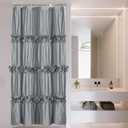 Small Stall Ruffle Shower Curtain 36" W x 72" H, Vintage Handcrafted Bow Tie Bath Curtain for Master Bathroom, Ruched Microfiber Bathroom Curtain with 7 Buttonholes, Gray (LQ-10) (Grey)