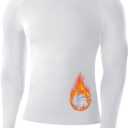 Runhit Men's Thermal Compression Shirt Fleece Lined Long Sleeve Thermal Shirts Athletic Base Layer Top Cold Weather Gear (Large, White)