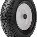 13" 5.00-6 Flat Free Solid Polyurethane Tire and Wheel Replacement, 1 Pack PU Airless Tire with 3/4" Bearing 3" Centered Hub for Wheelbarrow/Golf Car/Turf Equipment/Utility Vehicles, 1 Pc