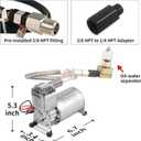 12V 150PSI Air Horn Suspension Compressor Kit 3/8 NPT Silver | Heavy Duty, Mini Onboard, with 1/4 NPT Adapter, for Car Train Truck Horn/Bag/Suspension