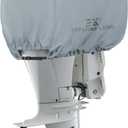 Explore Land Outboard Motor Cover - Waterproof 600D Heavy Duty Boat Engine Hood Covers - Fit for Motor 25-50 HP, Grey