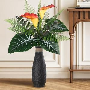JUSTOYOU Artificial Calla Lily Flower Big Fake Calla Lily Greenery Bouquet for Vase Decor Big Faux Calla Lily Centerpieces Flower for Table Greenery Plants Bouquet for Home Office Decor Pack Of 2
