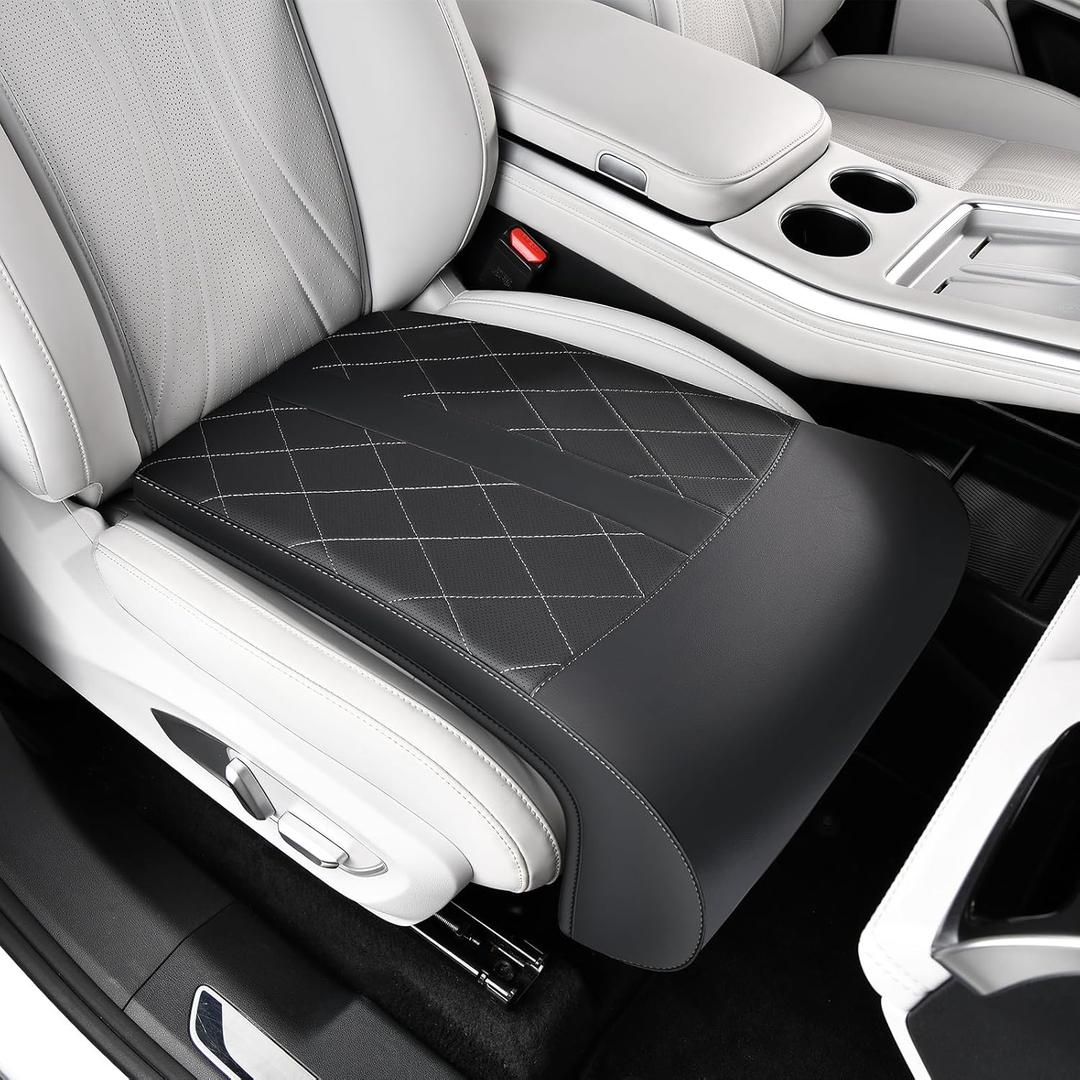 Coverado Car Seat Extender Leg Support, Leather Leg Extender Cushuin for Car Seats, Waterproof Car Seat Cushions Universal Fit for Most Vehicles (Black)