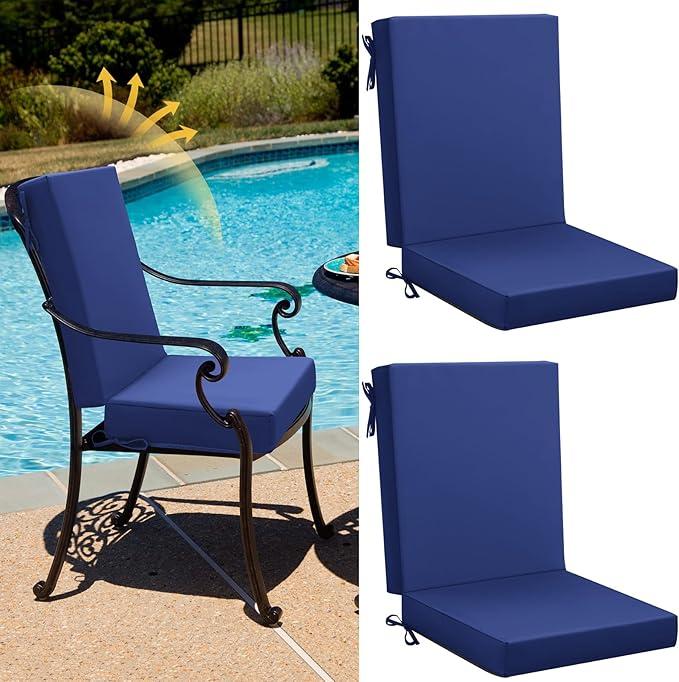 No Brand Outdoor Chair Cushions Cover Navy 2 Pcs 20 x 40 x 3 In Blue