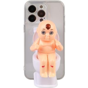 3D Funny Tricky Toilet Boy Phone Case Compatible with iPhone 15 Pro Max Case, TPU Shockproof Clear Spoof Boy Cartoon Phone Case, Perfect Spoof Gift for Her or Him Ideas