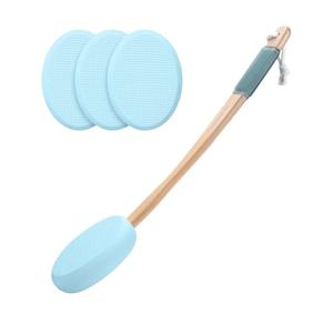AmazerBath Lotion Applicator for Back, Feet, 4 Replaceable Pads with Long Handle, Back Sunscreen Applicator for Elderly, Women, Apply Cream Medicine Skin Cream Moisturizer Sunscreen Tanner, Blue