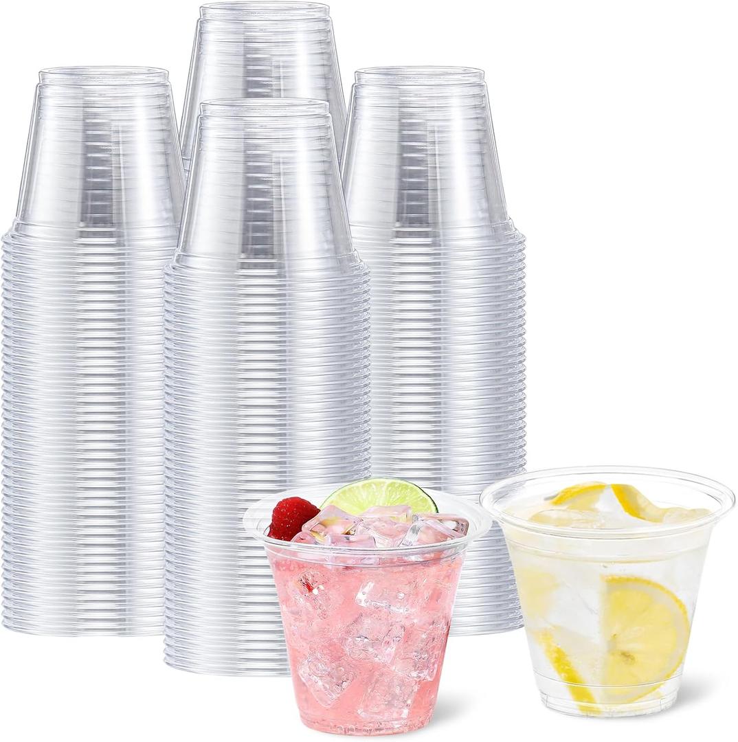 BYSNOW 250 Pack 9 oz Clear Plastic Cups, Disposable Cups for Party, Sturdy & Food Safe Plastic Wine Cups for Cocktail, Juice, Punch (9oz 250pack)