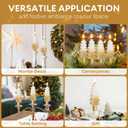 Eywamage Gold Christmas Tree Flameless Taper Candles with Remote, Short Battery Operated LED Wax Candlesticks Set of 4