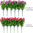 florisso Artificial Flowers for Outdoors Daisy 12 Bundles for Home Decoration, Faux Flower Fake Plants Outside Decoration with Eucalyptus UV Resistant for Planter Porch Patio Yard Garden Purple Pink