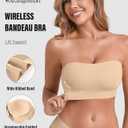 DEANGELMON Strapless Bras for Women Wireless Push Up Non-Slip Bandeau Bra Seamless Clear Straps TubeTop Padded Bralette (L)