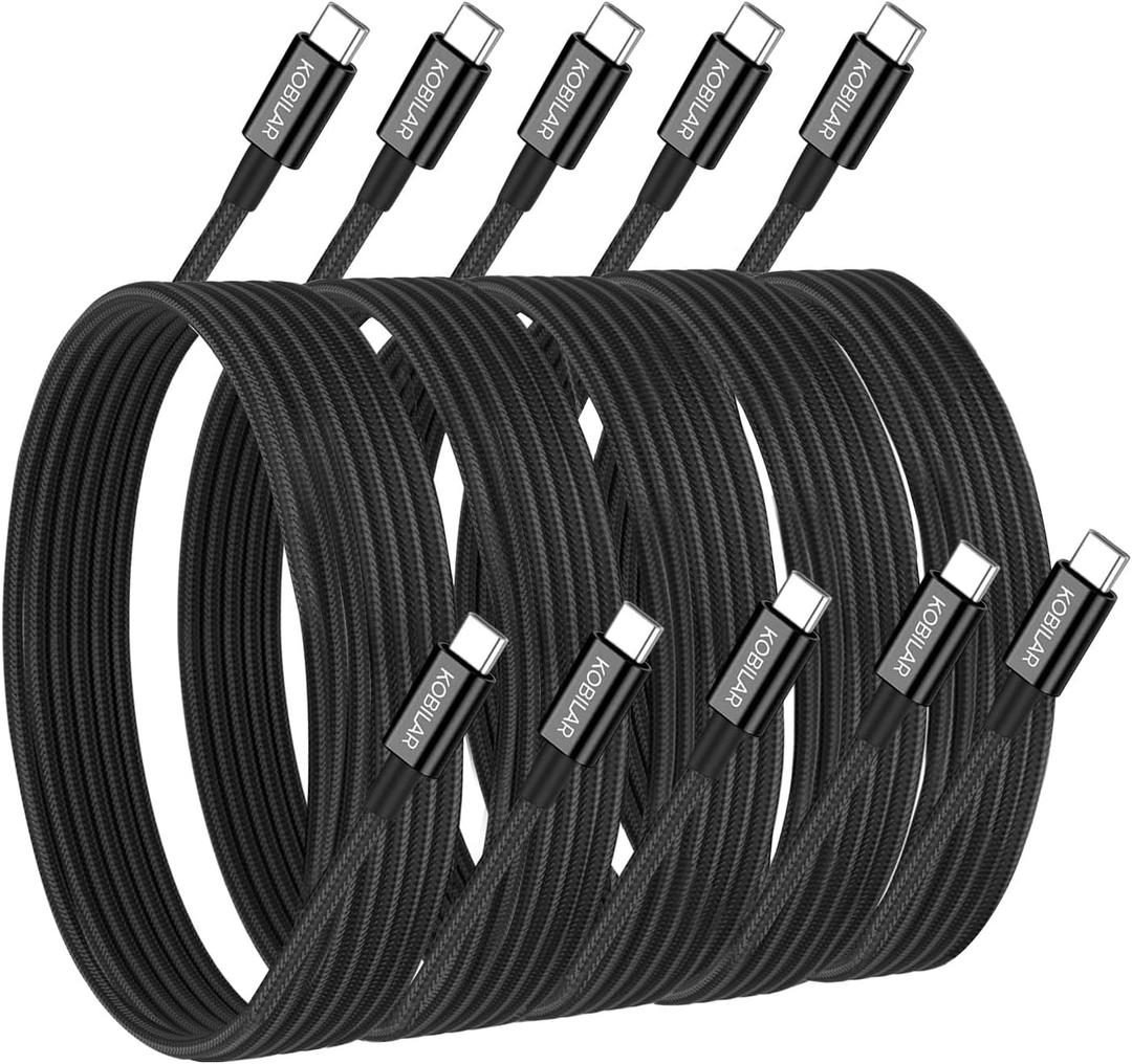 USB C to USB C Cable, 100W 5A Super Fast Charging, PD 3.0, Type C to Type C, 5-Pack (5ft,), for iPhone 17/16 Pro Max, iPad Pro,Samsung Galaxy S25/24