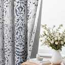 KOUFALL 96 Inches Long Navy Blue Pattern Curtains for Bedroom 2 Panel Set Grommet Jacquard Damask Medallion Print 100% Blackout Darkening Window Curtain Drapes for Living Room Bedroom