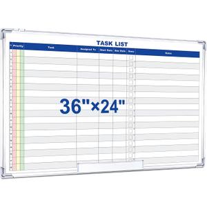 Lincia Large Dry Erase Task List 36 x 24 Inch Erasable Task Planner White Board for Wall Big Whiteboard Employee Assignment Tracker for Office Managing and Tracking Tasks to Increase Productivity
