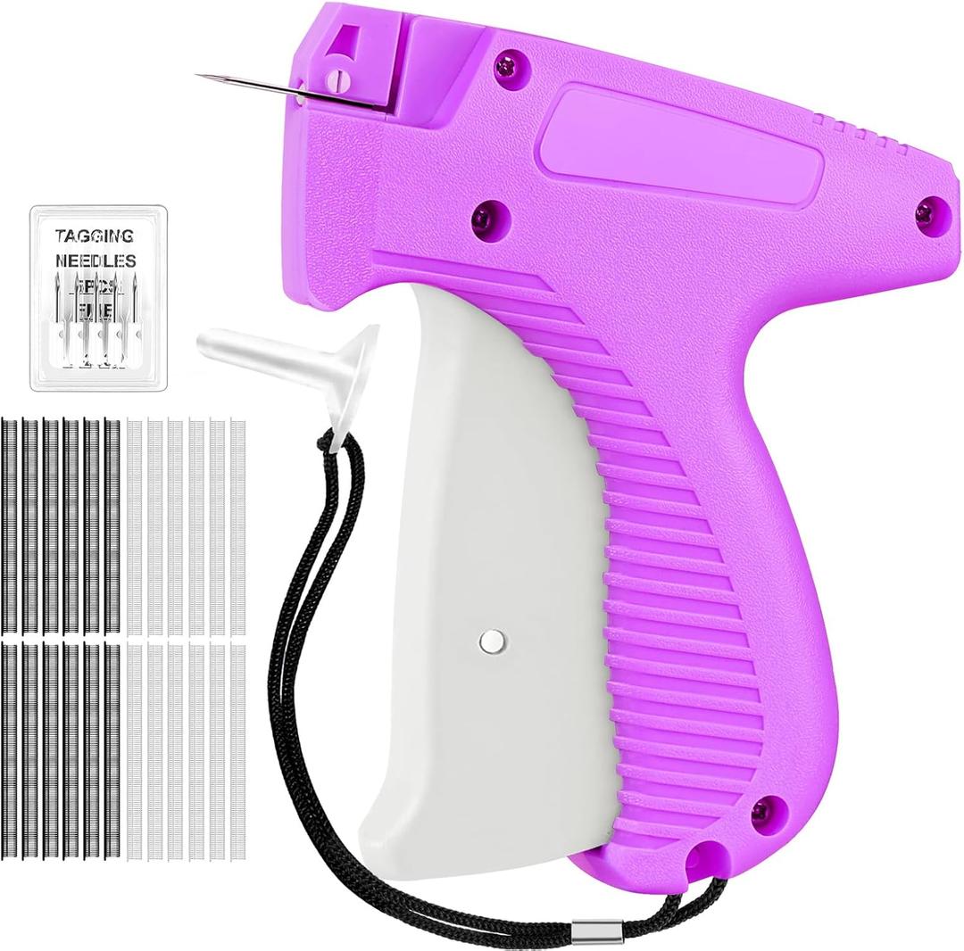 HABGP Stitch Gun for Clothes, Handheld Stitch Tag Gun, Mini Sewing Kit Micro Tagging Gun for Quick Clothing Fixer, Sewing Tool Kit with 1,200 Black & 1,200 White 5mm Mini Fasteners, 6 Needles (Purple)