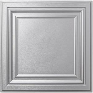 Art3d PVC Ceiling Tiles, 2'x2' Plastic Sheet in Argent Silver (12-Pack)