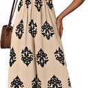 Happy Sailed Womens Summer Jumpsuits Printed Square Neck High Waisted Pockets Wide Leg Rompers Beach Fashion Vacation Outfits, Size S