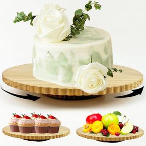 Wood Revolving Cake Stand,12" Rotating Cake Turntable, Round Display Stand For Cake, Cupcake Decorating Supplies