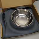 AsFrost Dog Food Bowls Stainless Steel Dog Food and Water Bowl Set, Dog Dishes No Spill Non Slip Silicone Mat, Dog Bowls for Small Medium Size Dogs Cat Puppy Pet Food Feeding Bowls, Grey, 12oz