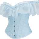 Corset Top for Women Renaissance Steampunk Bustier Top Sexy Lace Up Corset Top Festival Pirate Halloween Costume (Blue, M)