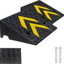 Rubber Curb Ramp, 6" Rise Height 2 Pack, Heavy-Duty 11000 lbs/5 T Capacity Threshold Ramps for Sidewalks, 17.13" L x 13" W Driveway Curb ramps with Deepened Anti-Slip Texture for Cars