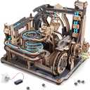 ROBOTIME Motorized Wooden Puzzles for Adults - 3D Puzzles for Adults LGC01 Marble Spaceport - Wooden Marble Run Model to Build - Space/STEM/Engineering Gift