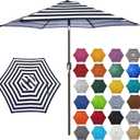 Blissun 7.5 ft Patio Umbrella, Yard Umbrella, Outdoor Market Umbrella with Push Button Tilt Crank, Black & Beige