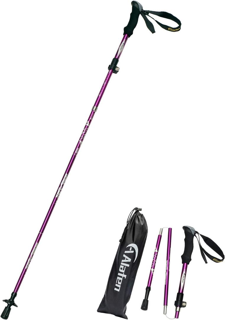 A ALAFEN Aluminum Collapsible Ultralight Travel Trekking Hiking Pole for Men and Women (Fits 5'3" - 6'2")