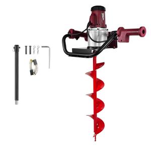1500W Electric Post-Hole Digger with 6-Inch Auger Bit, Earth Auger Drill, Auger Bit Earth Auger, Ideal for Post Hole Digging, Drilling, Tree Planting, Red