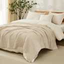 EMME Cotton Muslin King Blanket Big Oversized Bed Layering Bedspread Coverlet Light Tan Breathable Gauze Soft Lightweight Blankets (120"x94"), Super King