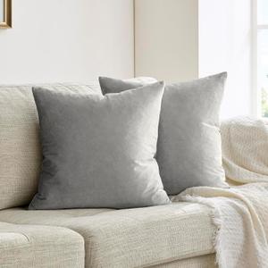 Silver Grey Velvet Pillow Covers 18x18 Pack of 2 Square Throw Pillow Covers Modern Decorative Pillows for Living Room Couch Luxury Small Pillow Cases