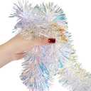 Tinsel Garland Christmas Ornaments  Premium Polar Light Film Garlands for Decoration  Multiple Colors Reflective Christmas Party Decor (20Ft)