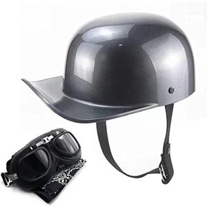 Vintage Open Face Motorcycle Helmet with Goggles, DOT Approved Half Helmet for Men & Women, Retro Jet Scooter Moped Cruiser Chopper Street Bike Helmet (X-Large, Gray)
