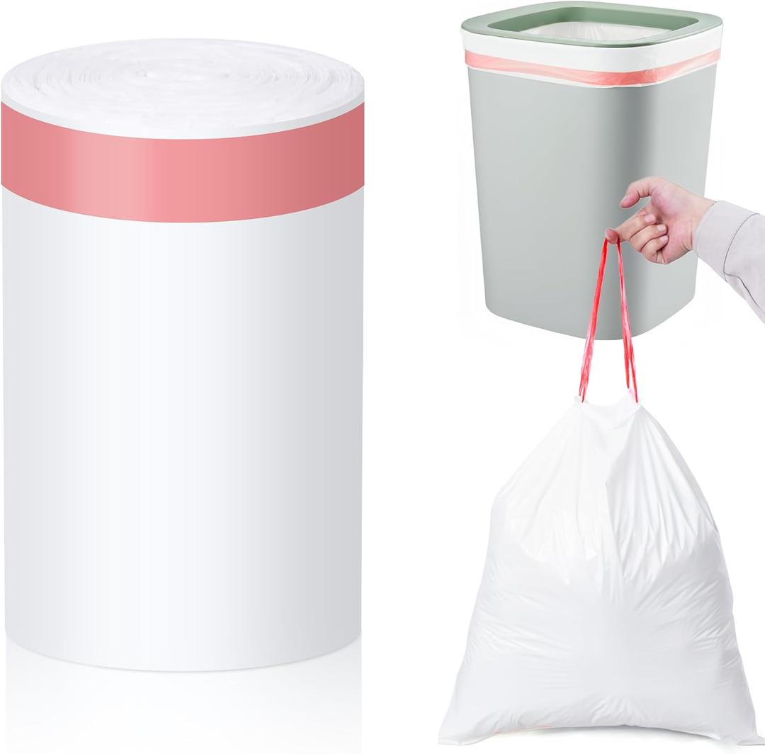 MakMeFre 13 Gallon Drawstring Tall Kitchen Trash Bags,Clean Fresh Scent and Heavy Duty Garbage Bags(100 Count,60x70cm), 13Gallon (100Counts) White